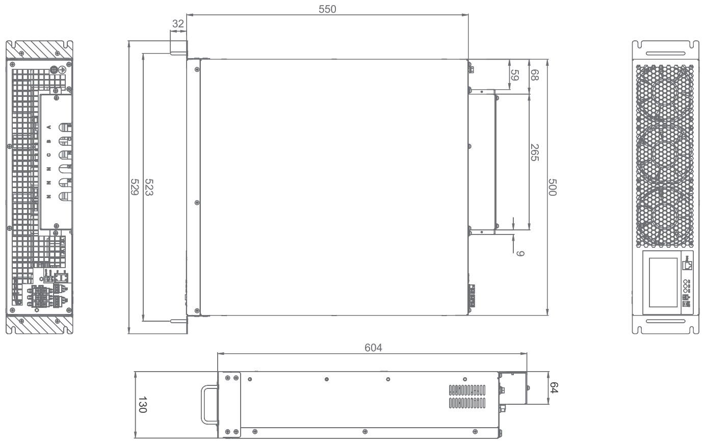 APF/SVG 208V STANDARD ANTI-POLLUTION MODEL — rack-mount outline drawing