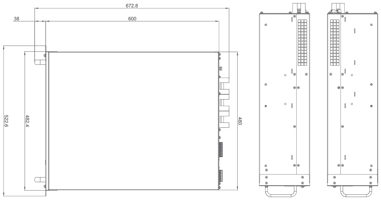 APF/SVG 800V/690V STANDARD MODEL — rack-mount outline drawing